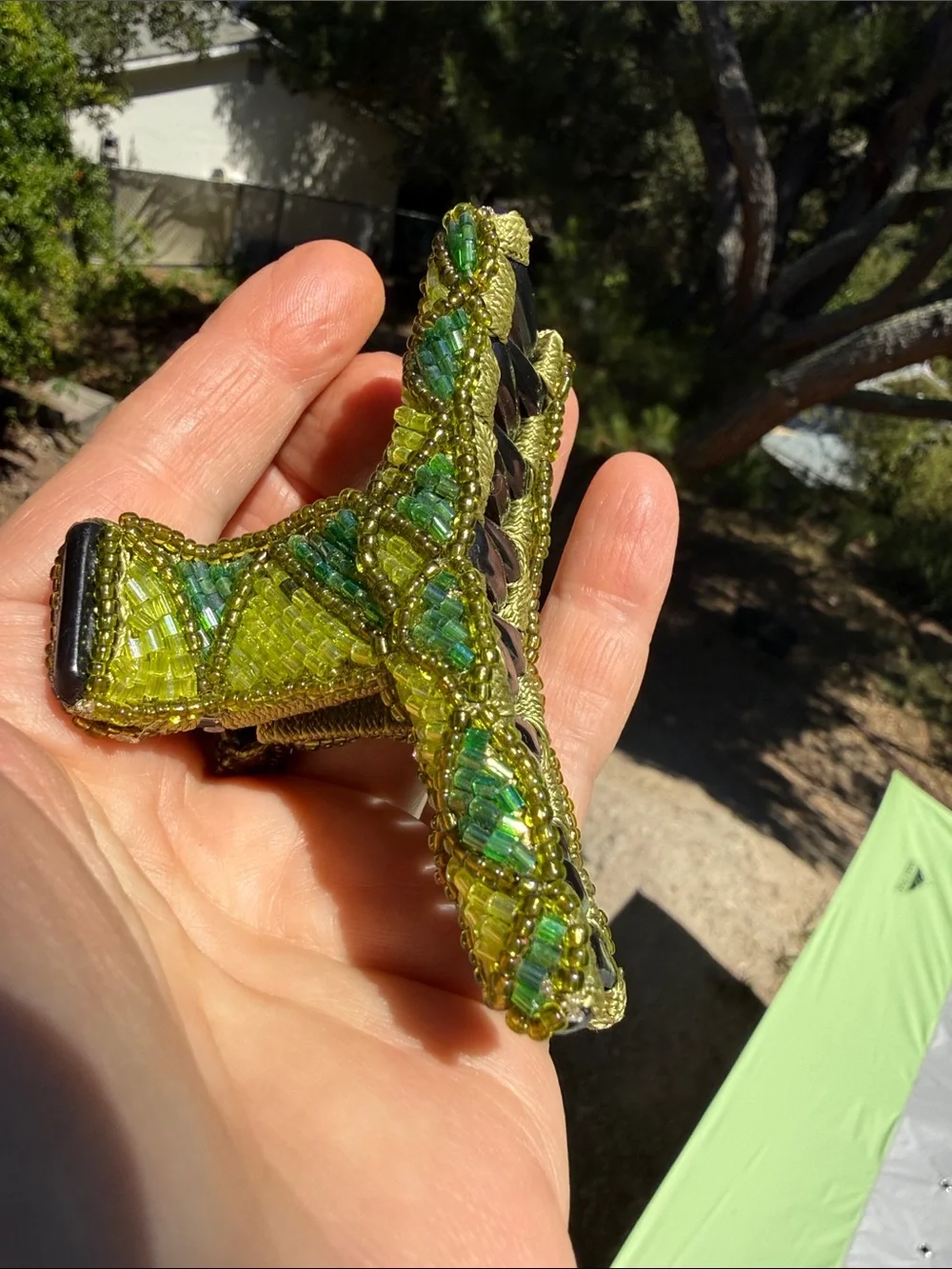 Handmade beaded green